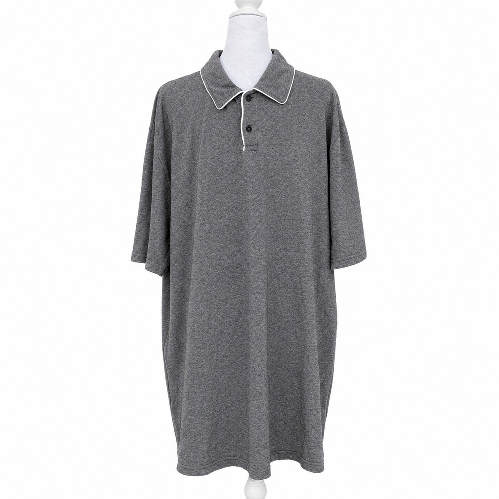 Free Assembly Mens XXL‎ Gray Textured Tipped Polo Shirt NWT Short Sleeve Casual